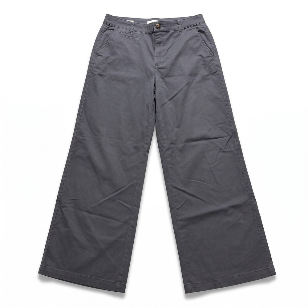 LOFT 8 Charcoal Black Monroe Wide Leg Pants Womens Casual Minimalist